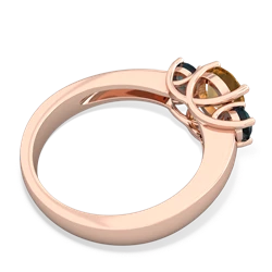 Citrine Three Stone Round Trellis 14K Rose Gold ring R4018