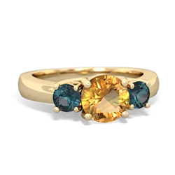 Citrine Three Stone Round Trellis 14K Yellow Gold ring R4018