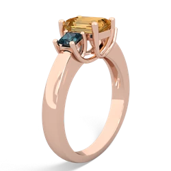 Citrine Three Stone Emerald-Cut Trellis 14K Rose Gold ring R4021