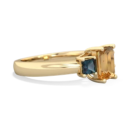 Citrine Three Stone Emerald-Cut Trellis 14K Yellow Gold ring R4021