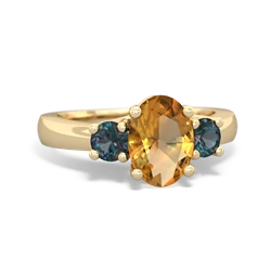 Citrine Three Stone Oval Trellis 14K Yellow Gold ring R4024