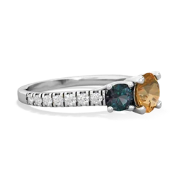 Citrine Pave Trellis 14K White Gold ring R5500