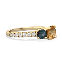 Citrine Pave Trellis 14K Yellow Gold ring R5500