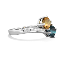 Citrine Channel Set Two Stone 14K White Gold ring R5303