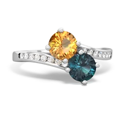 Citrine Channel Set Two Stone 14K White Gold ring R5303