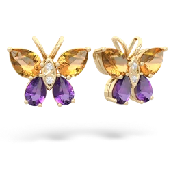 Citrine Butterfly 14K Yellow Gold earrings E2215