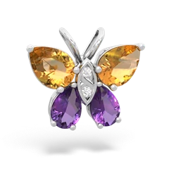 Citrine Butterfly 14K White Gold pendant P2215