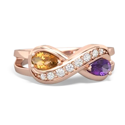 Citrine Diamond Infinity 14K Rose Gold ring R5390