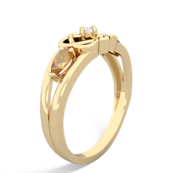 Citrine Hearts Intertwined 14K Yellow Gold ring R5880