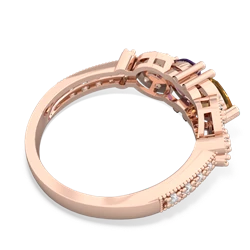 Citrine Diamond Butterflies 14K Rose Gold ring R5601