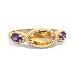 Citrine Milgrain Marquise 14K Yellow Gold ring R5700