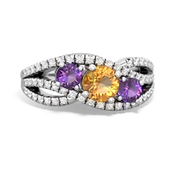 Citrine Three Stone Aurora 14K White Gold ring R3080