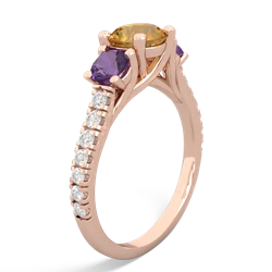 Citrine Pave Trellis 14K Rose Gold ring R5500