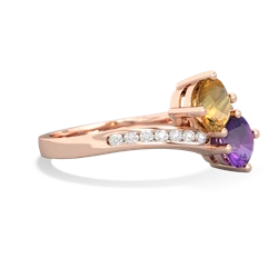 Citrine Channel Set Two Stone 14K Rose Gold ring R5303