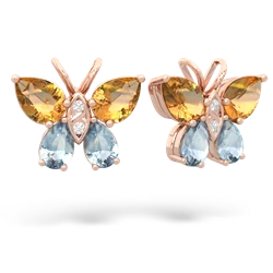 Citrine Butterfly 14K Rose Gold earrings E2215