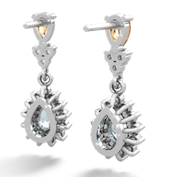 Citrine Halo Pear Dangle 14K White Gold earrings E1882