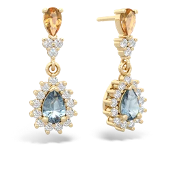 Citrine Halo Pear Dangle 14K Yellow Gold earrings E1882