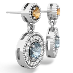 Citrine Halo Dangle 14K White Gold earrings E5319