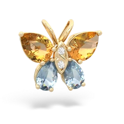 Citrine Butterfly 14K Yellow Gold pendant P2215