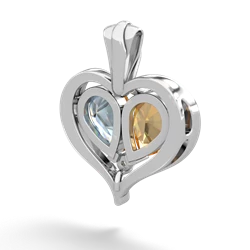 Citrine Two Become One 14K White Gold pendant P5330