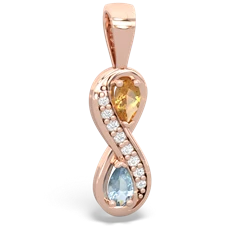 Citrine Diamond Infinity 14K Rose Gold pendant P5390