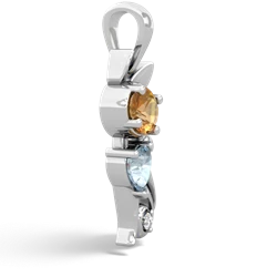 Citrine Kitten 14K White Gold pendant P5780