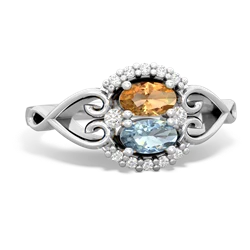 Citrine Love Nest 14K White Gold ring R5860