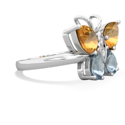 Citrine Butterfly 14K White Gold ring R2215