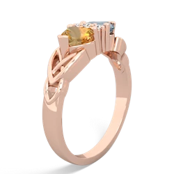 Citrine Celtic Knot Double Heart 14K Rose Gold ring R5040