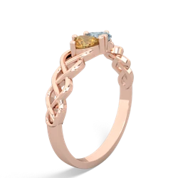 Citrine Heart To Heart Braid 14K Rose Gold ring R5870