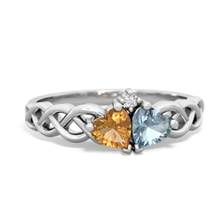 Citrine Heart To Heart Braid 14K White Gold ring R5870