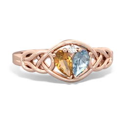 Citrine Celtic Love Knot 14K Rose Gold ring R5420