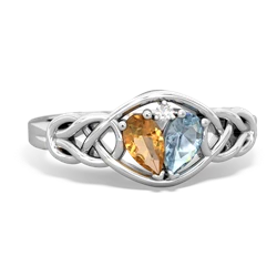 Citrine Celtic Love Knot 14K White Gold ring R5420