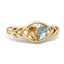 Citrine Celtic Love Knot 14K Yellow Gold ring R5420