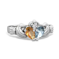 Citrine 'Our Heart' Claddagh 14K White Gold ring R2388