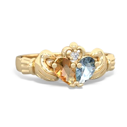 Citrine 'Our Heart' Claddagh 14K Yellow Gold ring R2388