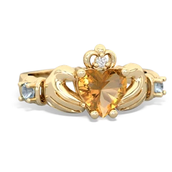 Citrine Claddagh Keepsake 14K Yellow Gold ring R5245