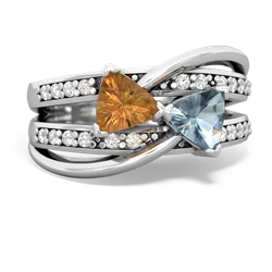 Citrine Bowtie 14K White Gold ring R2360