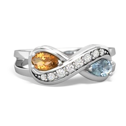 Citrine Diamond Infinity 14K White Gold ring R5390