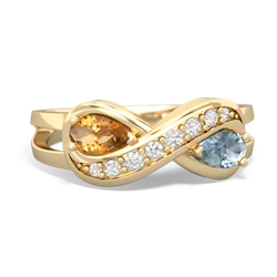 Citrine Diamond Infinity 14K Yellow Gold ring R5390