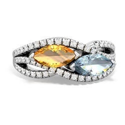 Citrine Diamond Rivers 14K White Gold ring R3070