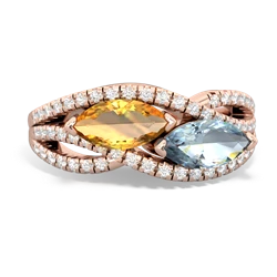 Citrine Diamond Rivers 14K Rose Gold ring R3070