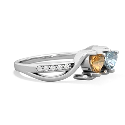 Citrine Side By Side 14K White Gold ring R3090