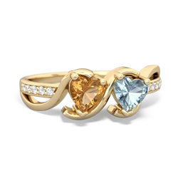 Citrine Side By Side 14K Yellow Gold ring R3090