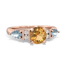 Citrine 6Mm Round Eternal Embrace Engagement 14K Rose Gold ring R2005