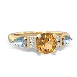 Citrine 6Mm Round Eternal Embrace Engagement 14K Yellow Gold ring R2005