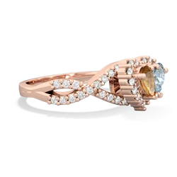 Citrine Diamond Twist 'One Heart' 14K Rose Gold ring R2640HRT