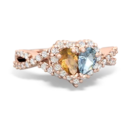 Citrine Diamond Twist 'One Heart' 14K Rose Gold ring R2640HRT