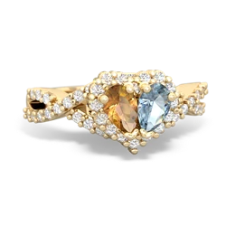 Citrine Diamond Twist 'One Heart' 14K Yellow Gold ring R2640HRT