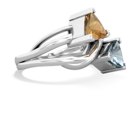 Citrine Split Band Swirl 14K White Gold ring R2341